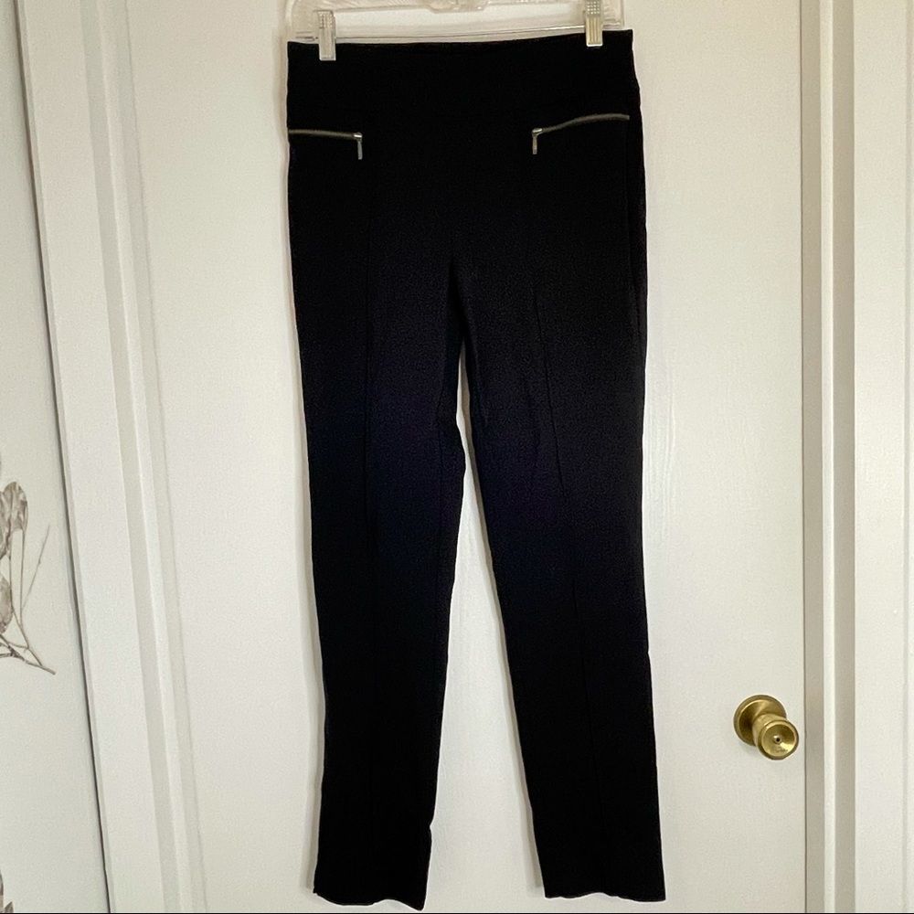 Renuar Skinny Pull On Zipper Pocket Dress Pant, Black, 4